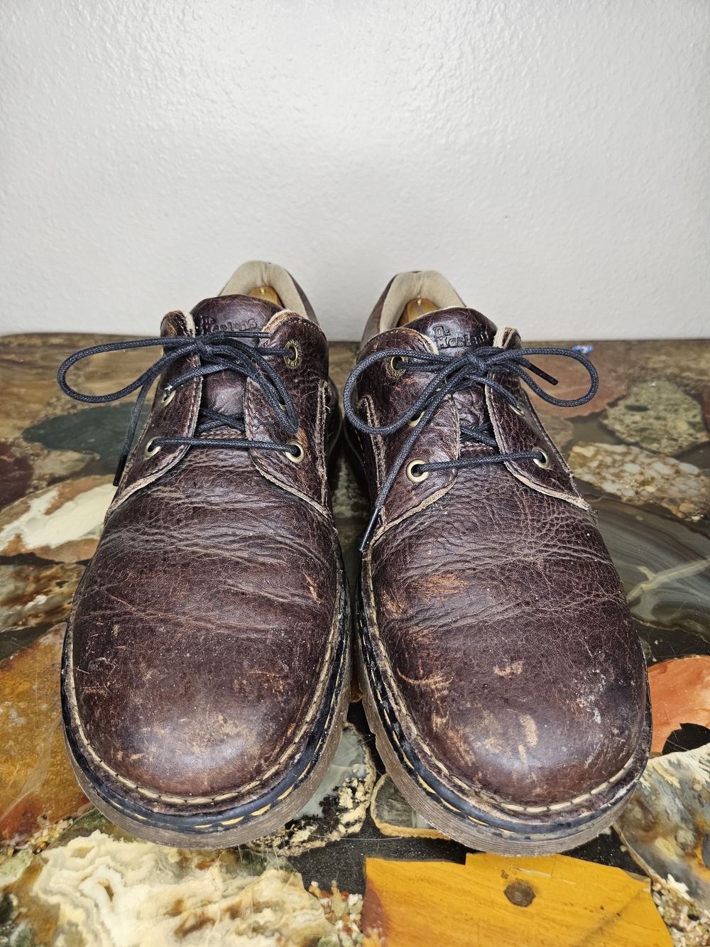 Dr Martens Mens Brown Pebbled Leather Lace Up Casual Oxford Shoes US Men Size 10